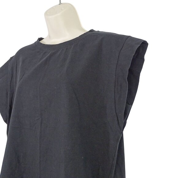 Black Sleeveless Crew Neck Jersey Knit Top T-Shirt Women Size L Casual - Picture 2 of 7